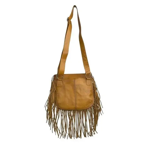 STS Ranchwear Wayfarer Selah Leather Fringe Crossbody Bag Whiskey Western Boho - Picture 2 of 16